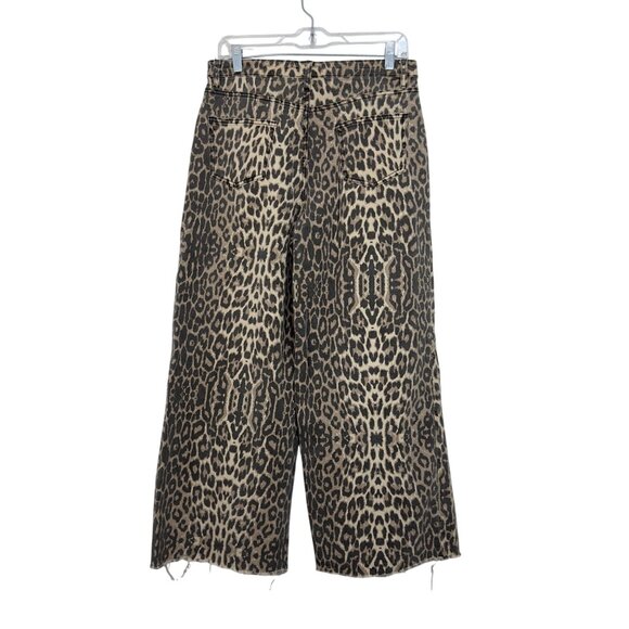 Easel Los Angeles Leopard Print Wide-Leg Cropped Pants SZ S Womens Casual Wear - Picture 2 of 14